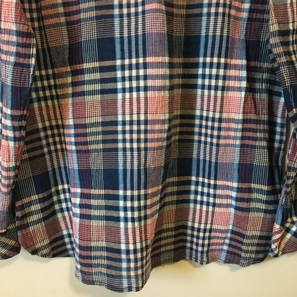 Plaid Sheer Cotton Candy Pink & Blue Classic Button Down Shirt - Picture 8 of 14